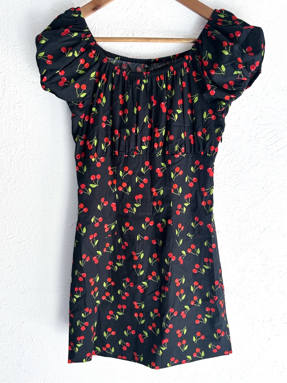 Caroline Constas Cherry Print Mini Cotton Dress Small Coquette retro